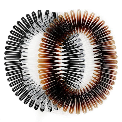 Scunci Effortless Beauty Stretch Hair Combs - 3 Pack (Tortoise, Opaque White, Black) for Fine, Thick, and All Hair Types