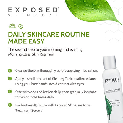 Exposed Skin Care Clearing Tonic Facial Toner – 1% Salicylic Acid & Witch Hazel for Acne, Blackheads & Oily Skin – Natural, Non-Toxic, Cruelty Free Avelisse