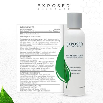 Exposed Skin Care Clearing Tonic Facial Toner – 1% Salicylic Acid & Witch Hazel for Acne, Blackheads & Oily Skin – Natural, Non-Toxic, Cruelty Free Avelisse