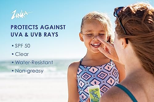 Zinka Clear Zinc Oxide Sunscreen Stick SPF 50 - Non-Greasy, Water-Resistant Face Sunscreen for Sensitive Skin, 0.49 oz Avelisse