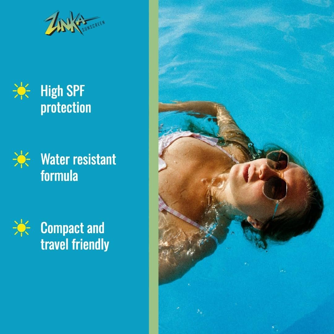 Zinka Clear Zinc Oxide Sunscreen Stick SPF 50 - Non-Greasy, Water-Resistant Face Sunscreen for Sensitive Skin, 0.49 oz Avelisse