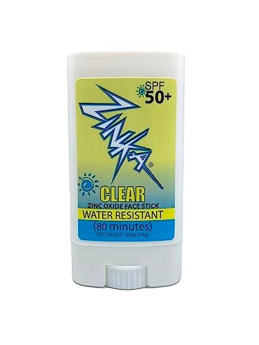 Zinka Clear Zinc Oxide Sunscreen Stick SPF 50 - Non-Greasy, Water-Resistant Face Sunscreen for Sensitive Skin, 0.49 oz Avelisse