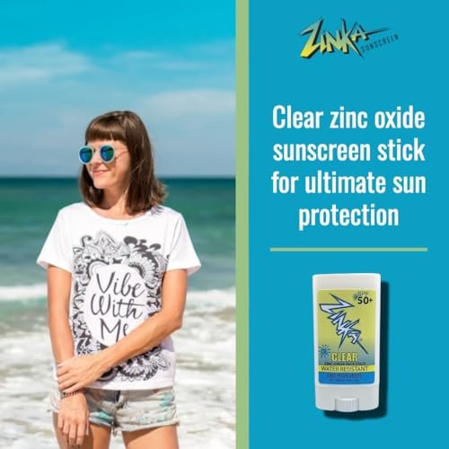 Zinka Clear Zinc Oxide Sunscreen Stick SPF 50 - Non-Greasy, Water-Resistant Face Sunscreen for Sensitive Skin, 0.49 oz Avelisse