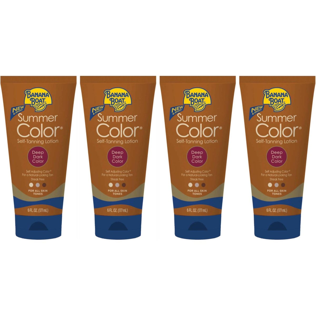 Banana Boat Summer Color Self Tanning Lotion - Deep Dark Color, 6 oz (Pack of 4) - Natural-Looking Sunless Tan Avelisse