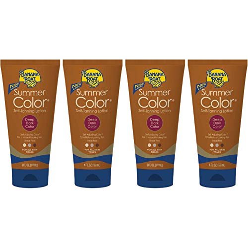 Banana Boat Summer Color Self Tanning Lotion - Deep Dark Color, 6 oz (Pack of 4) - Natural-Looking Sunless Tan Avelisse