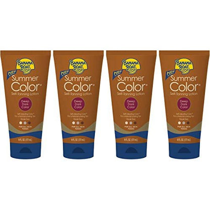 Banana Boat Summer Color Self Tanning Lotion - Deep Dark Color, 6 oz (Pack of 4) - Natural-Looking Sunless Tan Avelisse