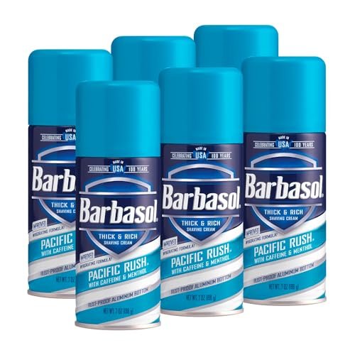 Barbasol Pacific Rush Thick and Rich Shaving Cream, 7 oz (Pack of 6) – Refreshing Menthol Scent Avelisse