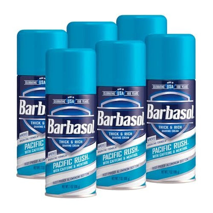 Barbasol Pacific Rush Thick and Rich Shaving Cream, 7 oz (Pack of 6) – Refreshing Menthol Scent Avelisse
