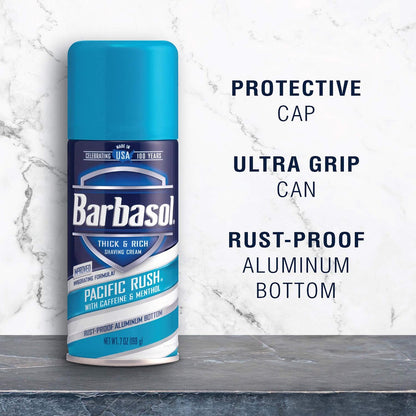 Barbasol Pacific Rush Thick and Rich Shaving Cream, 7 oz (Pack of 6) – Refreshing Menthol Scent Avelisse