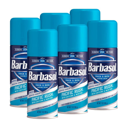 Barbasol Pacific Rush Thick and Rich Shaving Cream, 7 oz (Pack of 6) – Refreshing Menthol Scent Avelisse