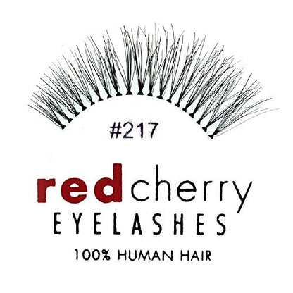 Red Cherry False Eyelashes #217 (Pack of 3 Pairs) – Natural Human Hair Lashes