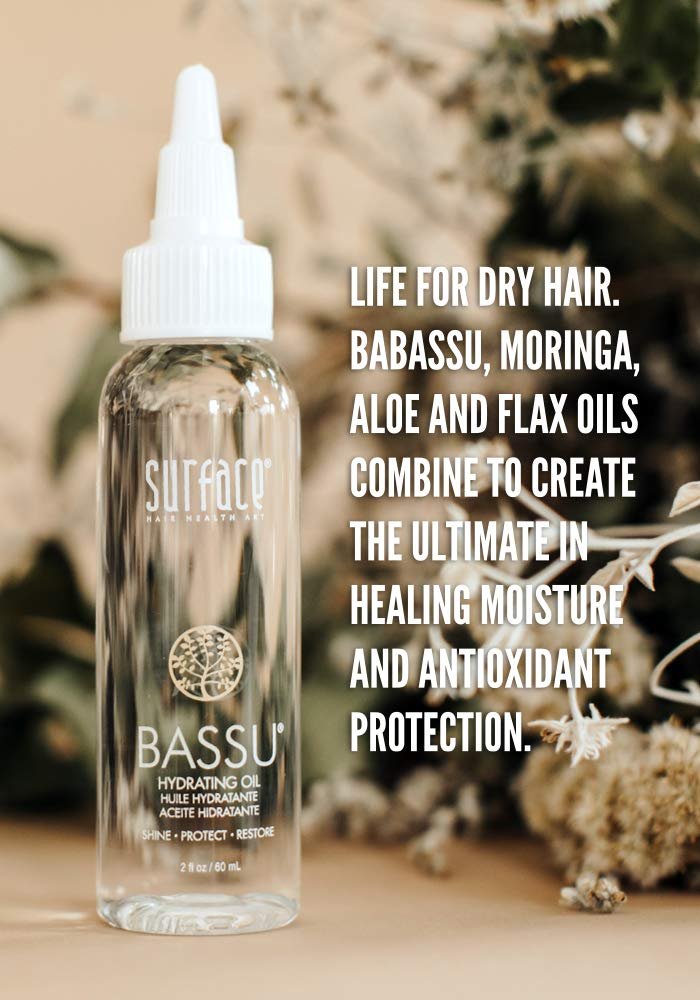 SURFACE Bassu Hydrating Oil – Moisturizing Hair Oil with Flax Seed & Aloe Vera for Damaged Hair Repair, Color Safe, 2 Fl Oz Avelisse