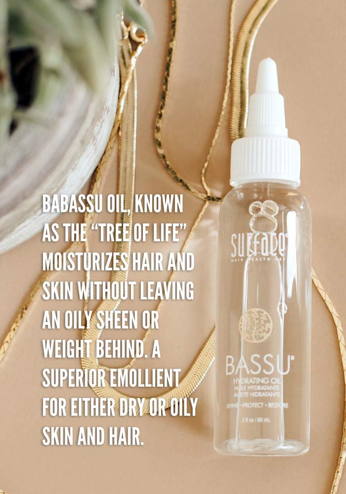 SURFACE Bassu Hydrating Oil – Moisturizing Hair Oil with Flax Seed & Aloe Vera for Damaged Hair Repair, Color Safe, 2 Fl Oz Avelisse