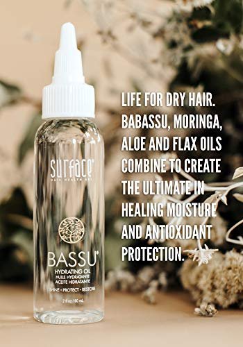 SURFACE Bassu Hydrating Oil – Moisturizing Hair Oil with Flax Seed & Aloe Vera for Damaged Hair Repair, Color Safe, 2 Fl Oz Avelisse