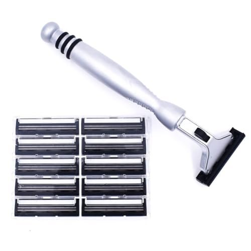 Taconic All-Metal Heavyweight Chrome Razor – Gillette Atra-Compatible Twin Blade Handle with 10 Pivot Plus Personna Blades, Ergonomic Grip, Durable Design Avelisse