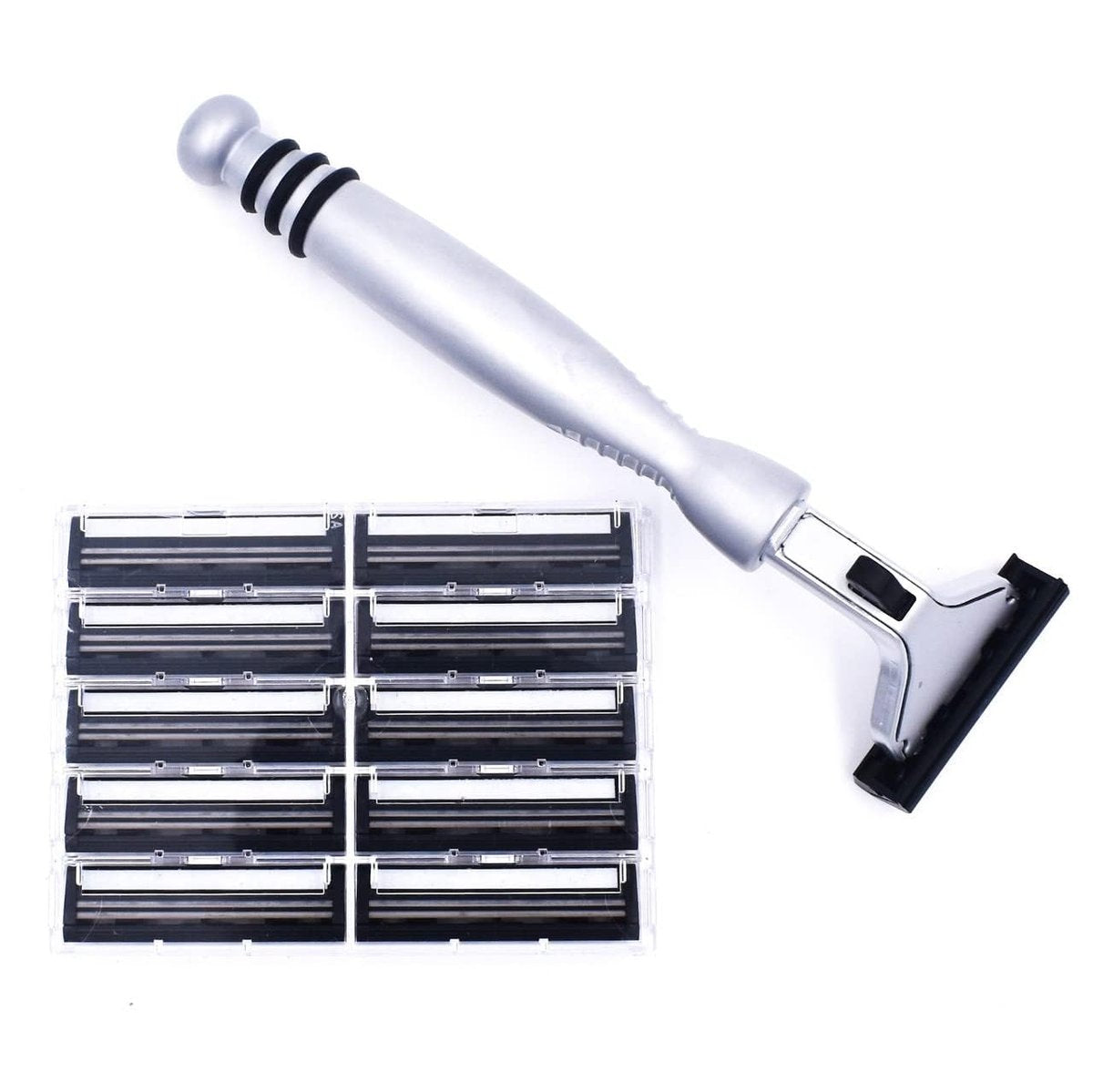 Taconic All-Metal Heavyweight Chrome Razor – Gillette Atra-Compatible Twin Blade Handle with 10 Pivot Plus Personna Blades, Ergonomic Grip, Durable Design Avelisse