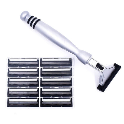 Taconic All-Metal Heavyweight Chrome Razor – Gillette Atra-Compatible Twin Blade Handle with 10 Pivot Plus Personna Blades, Ergonomic Grip, Durable Design Avelisse
