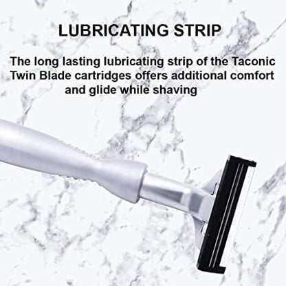 Taconic All-Metal Heavyweight Chrome Razor �� Gillette Atra-Compatible Twin Blade Handle with 10 Pivot Plus Personna Blades, Ergonomic Grip, Durable Design Avelisse