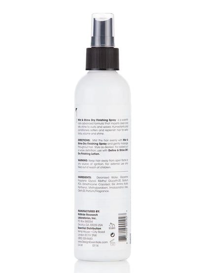 Design Essentials Wave By Design Mist & Shine Dry Finishing Spray, Moisturizes and Adds Shine, Lightweight Daily Use for Curls and Waves, 8 oz Avelisse