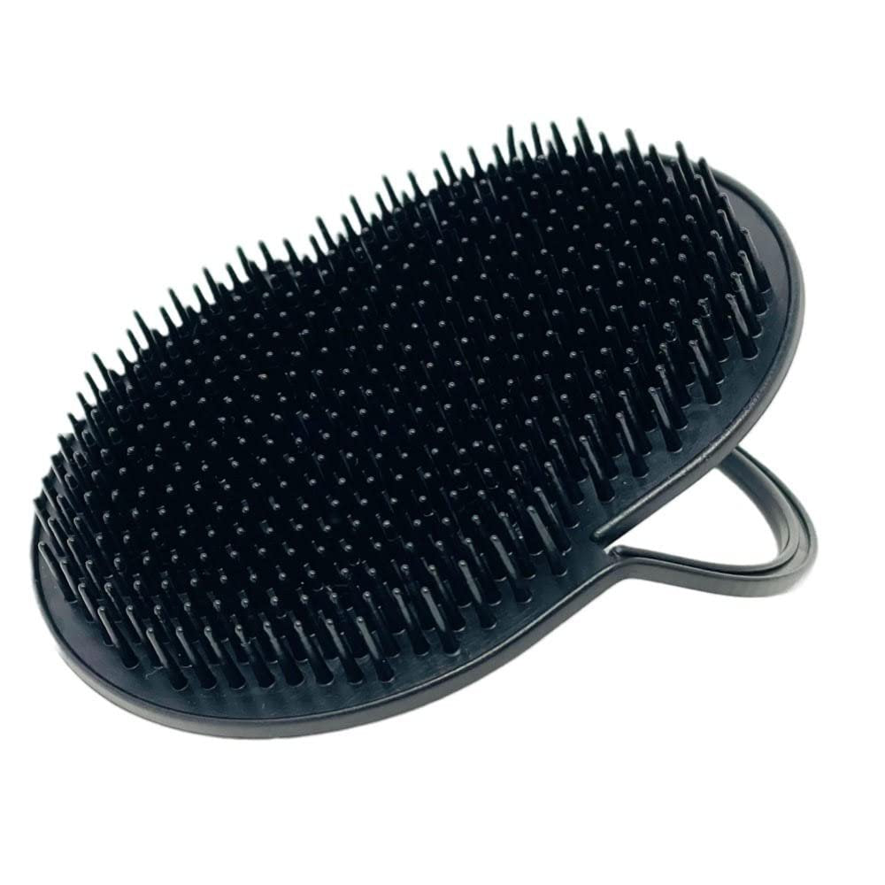 G.B.S Gents Palm Pocket Shampoo Brush Scalp Massager - Black, Round Bristles, Ergonomic Grip, Made in USA - görsel 1