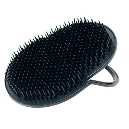 G.B.S Gents Palm Pocket Shampoo Brush Scalp Massager - Black, Round Bristles, Ergonomic Grip, Made in USA