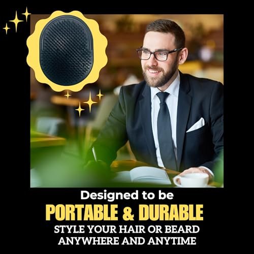 G.B.S Gents Palm Pocket Shampoo Brush Scalp Massager - Black, Round Bristles, Ergonomic Grip, Made in USA - görsel 6