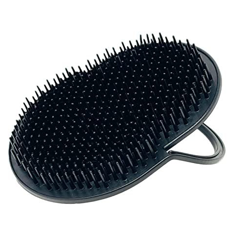 G.B.S Gents Palm Pocket Shampoo Brush Scalp Massager - Black, Round Bristles, Ergonomic Grip, Made in USA - görsel 2
