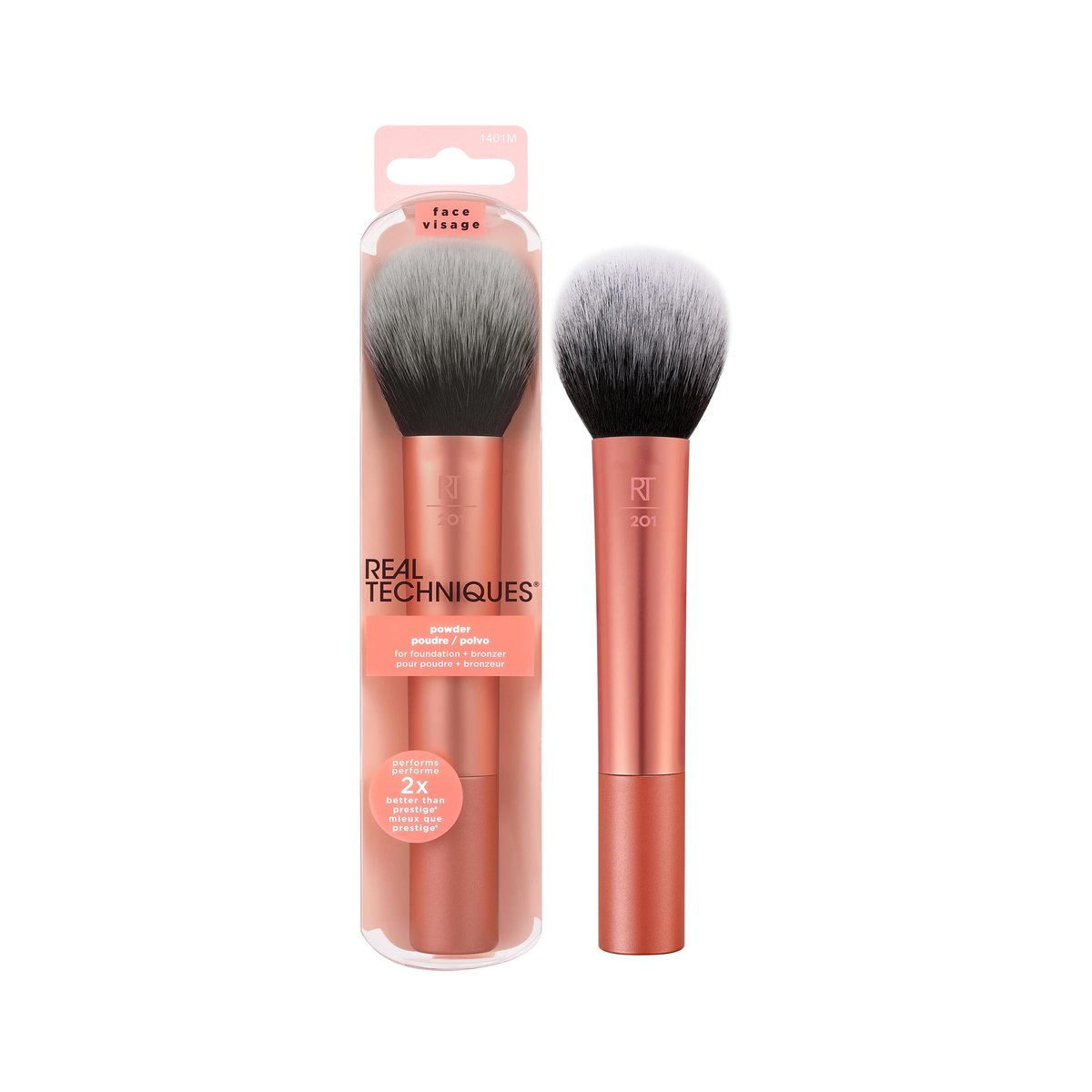 Real Techniques Cruelty Free Powder Brush – Ultra Plush Custom Cut Synthetic Bristles for Flawless Bronzer & Powder Application - görsel 1
