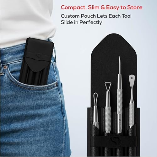 Suvorna Pimple Popper Tool Kit – 4-Piece Stainless Steel Blackhead & Comedone Extractor Set for Facial Extraction Avelisse