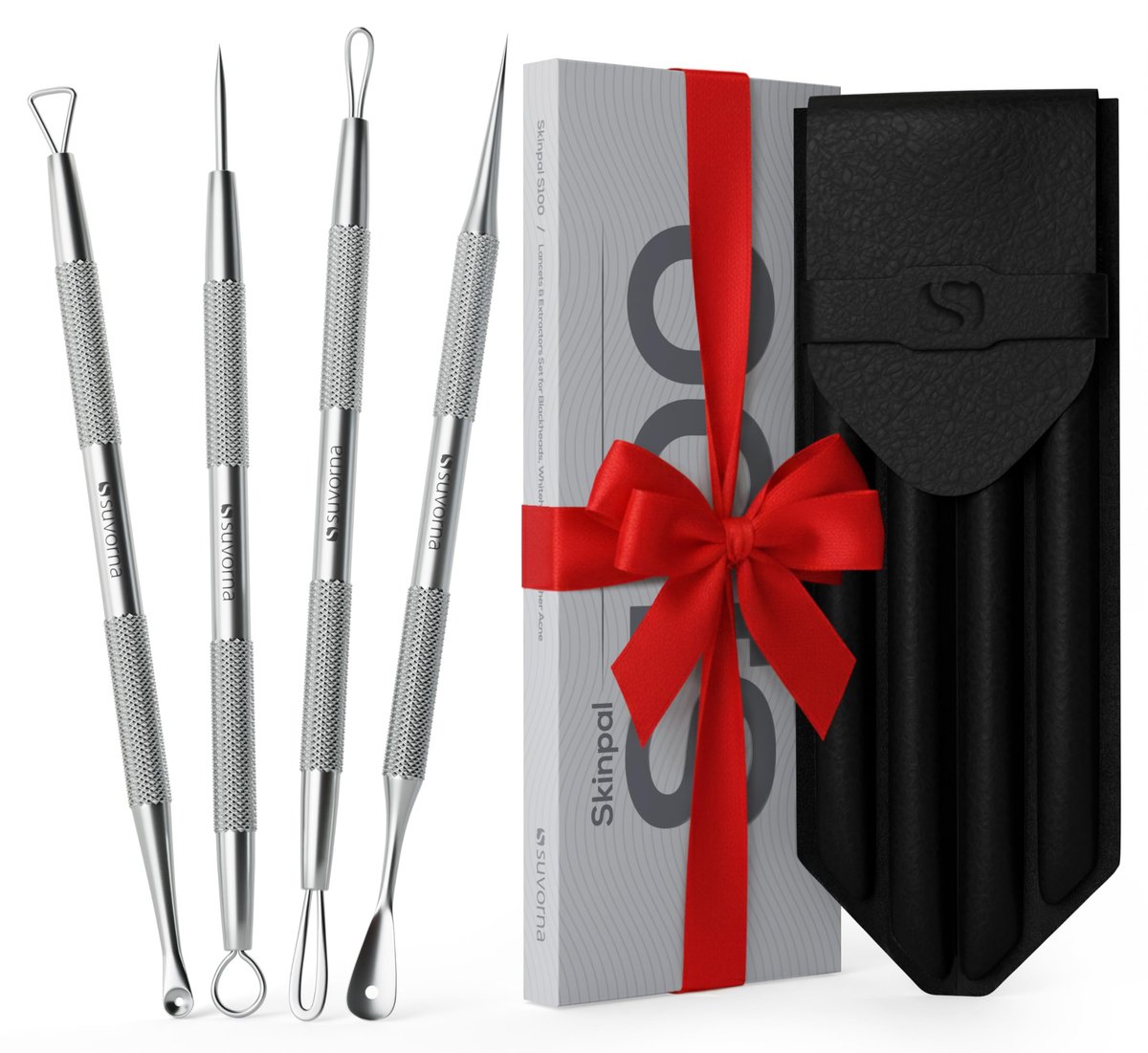 Suvorna Pimple Popper Tool Kit – 4-Piece Stainless Steel Blackhead & Comedone Extractor Set for Facial Extraction Avelisse