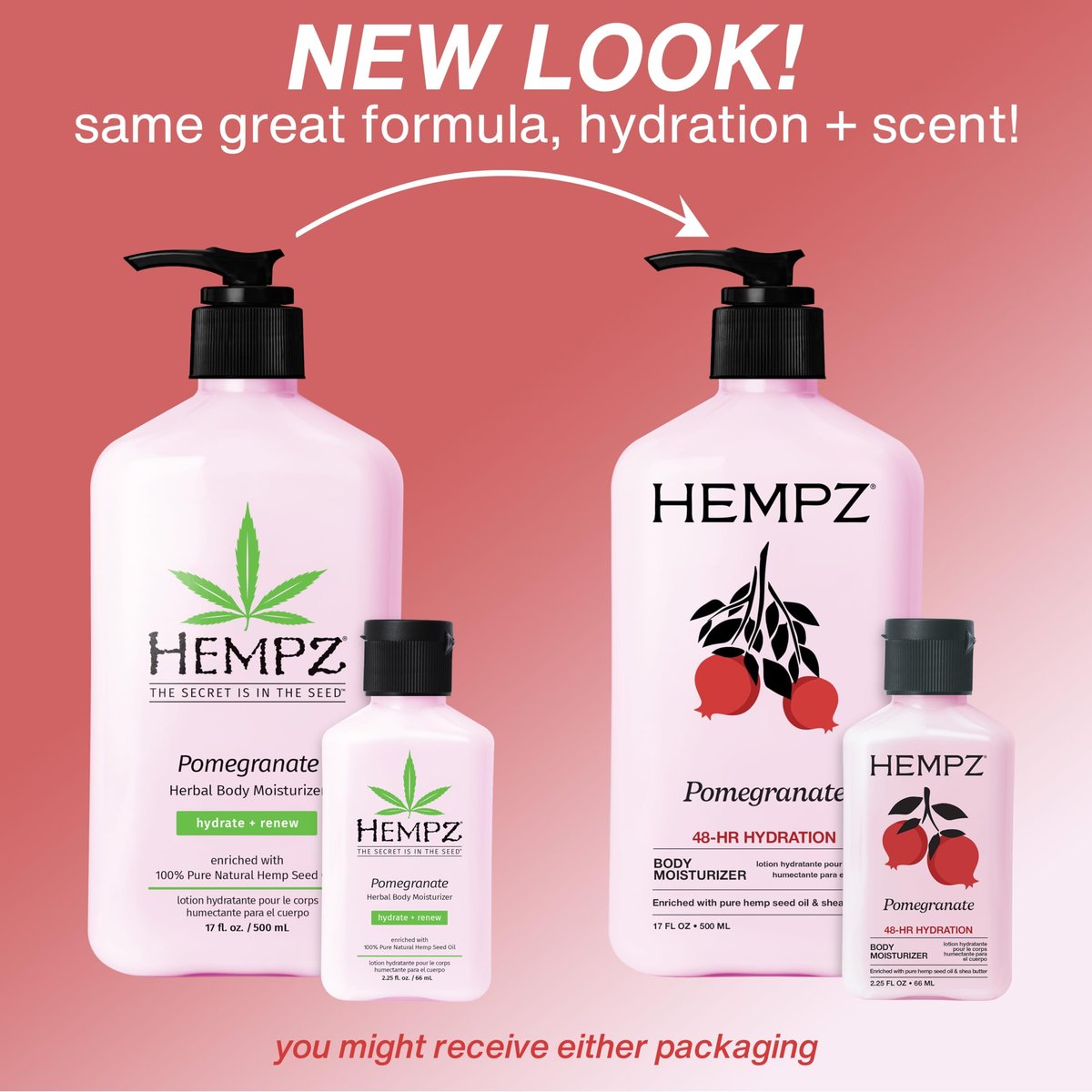 Hempz Pomegranate Herbal Body Moisturizer 2.25 oz - Paraben-Free Anti-Aging Hydrating Cream for All Skin Types - görsel 3