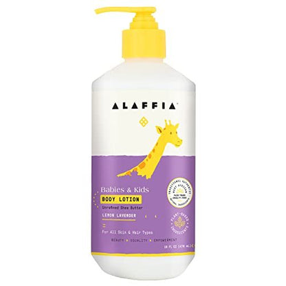 Alaffia Everyday Shea Body Lotion - Gentle Baby Lotion with Shea Butter, Lemon Balm & Lavender Oil, Fair Trade, Lemon Citrus, 16 Fl Oz