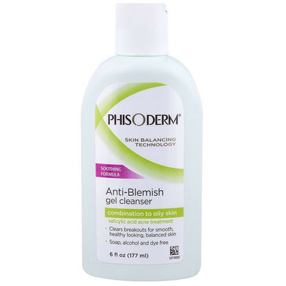 pHisoderm Anti-Blemish Gel Cleanser - 6 Fl Oz (Pack of 2) - Gentle Acne Wash for Clear Skin