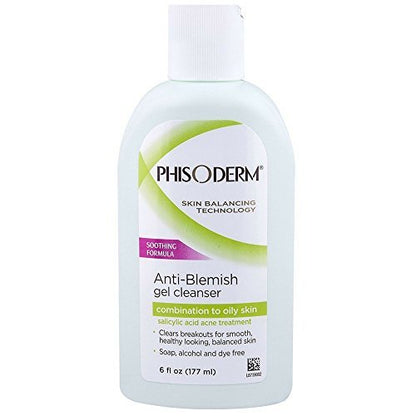 pHisoderm Anti-Blemish Gel Cleanser - 6 Fl Oz (Pack of 2) - Gentle Acne Wash for Clear Skin