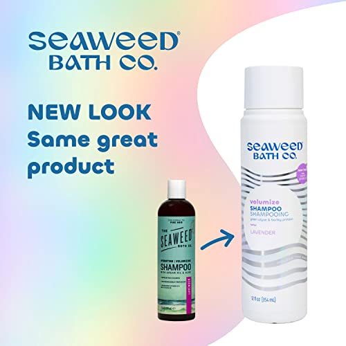 Seaweed Bath Co. Volumize Shampoo, Lavender Scent - 12 oz - Sustainably Harvested Seaweed & Green Algae for Normal to Fine Hair Avelisse