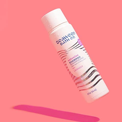 Seaweed Bath Co. Volumize Shampoo, Lavender Scent - 12 oz - Sustainably Harvested Seaweed & Green Algae for Normal to Fine Hair Avelisse