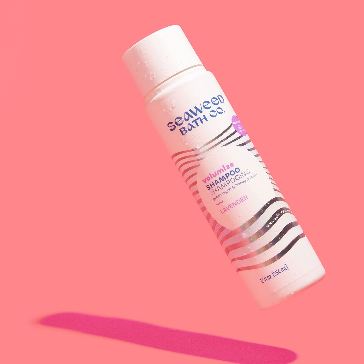 Seaweed Bath Co. Volumize Shampoo, Lavender Scent - 12 oz - Sustainably Harvested Seaweed & Green Algae for Normal to Fine Hair Avelisse