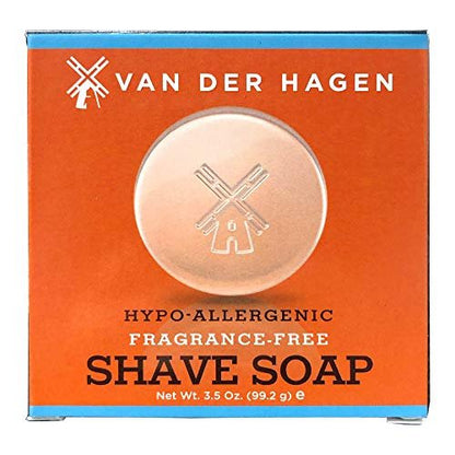 Van Der Hagen Men's Fragrance Free Shave Soap - 3.5 oz - Cream