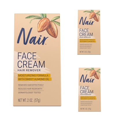 Nair Moisturizing Face Cream for Upper Lip, Chin, and Face – 2 oz (Pack of 3)