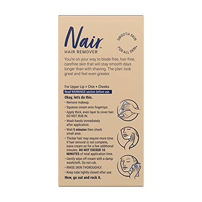 Nair Moisturizing Face Cream for Upper Lip, Chin, and Face – 2 oz (Pack of 3)