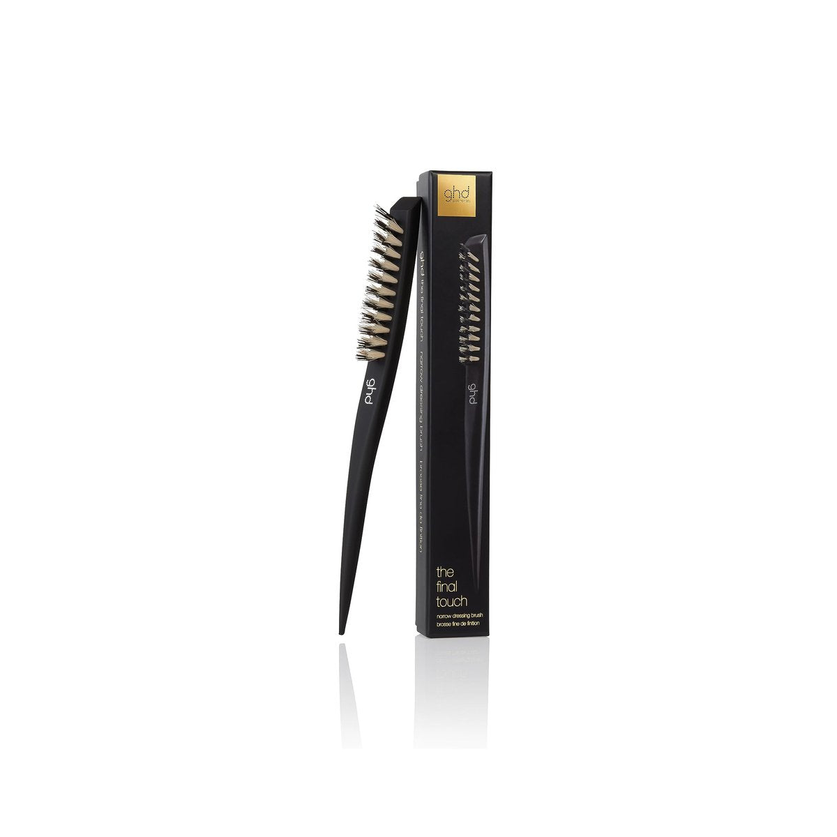 ghd The Final Touch Narrow Dressing Brush - Black Boar Bristle Hair Brush for Fine Hair - görsel 1