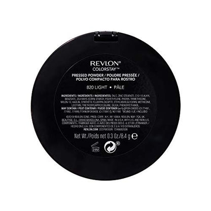 Revlon ColorStay Pressed Powder Face Makeup, Longwearing, Fragrance-Free, Noncomedogenic, 820 Light, 0.3 oz