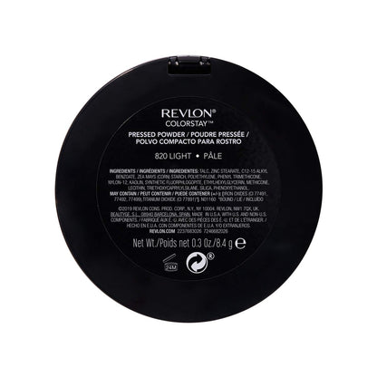 Revlon ColorStay Pressed Powder Face Makeup, Longwearing, Fragrance-Free, Noncomedogenic, 820 Light, 0.3 oz