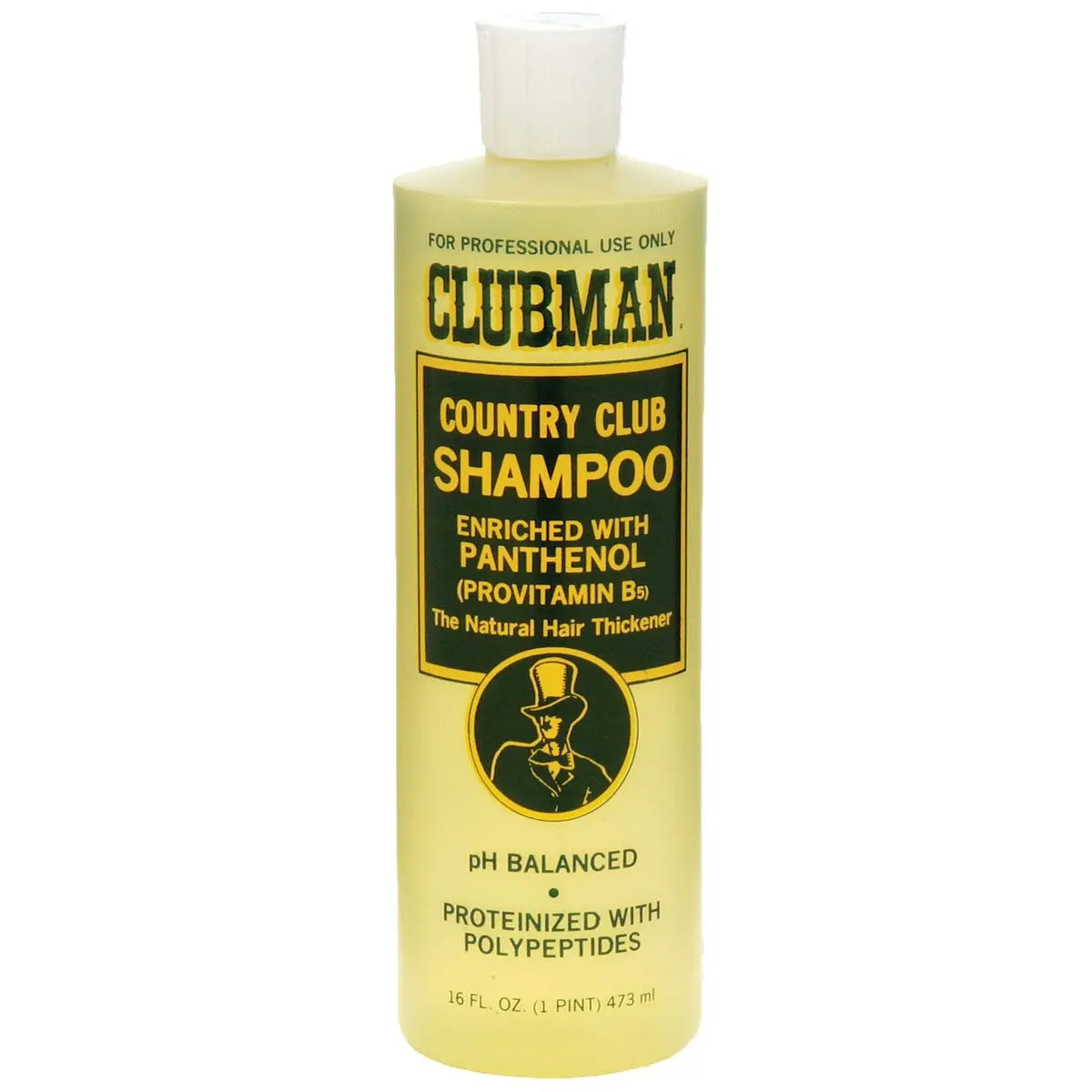 Clubman Country Club Shampoo - Natural Hair Thickener with Panthenol, pH Balanced, Proteinized with Polypeptides, 16 fl oz Avelisse