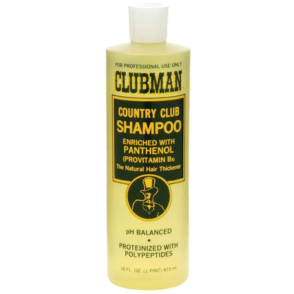 Clubman Country Club Shampoo - Natural Hair Thickener with Panthenol, pH Balanced, Proteinized with Polypeptides, 16 fl oz Avelisse