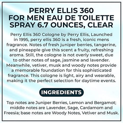 Perry Ellis 360 For Men Eau De Toilette Spray 6.7 oz - Fresh & Long-Lasting Avelisse