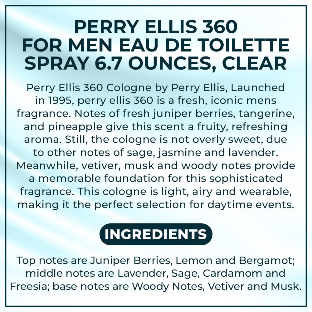 Perry Ellis 360 For Men Eau De Toilette Spray 6.7 oz - Fresh & Long-Lasting Avelisse