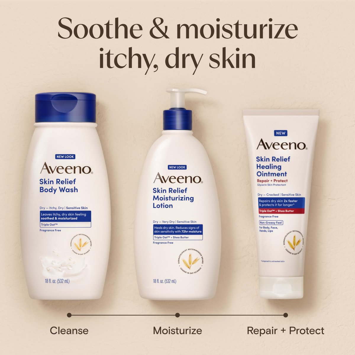 Aveeno Skin Relief Moisturizing Lotion for Very Dry, Sensitive Skin – Fragrance Free, Fast-Absorbing with Triple Oat & Shea Butter, 12 fl. oz - görsel 11