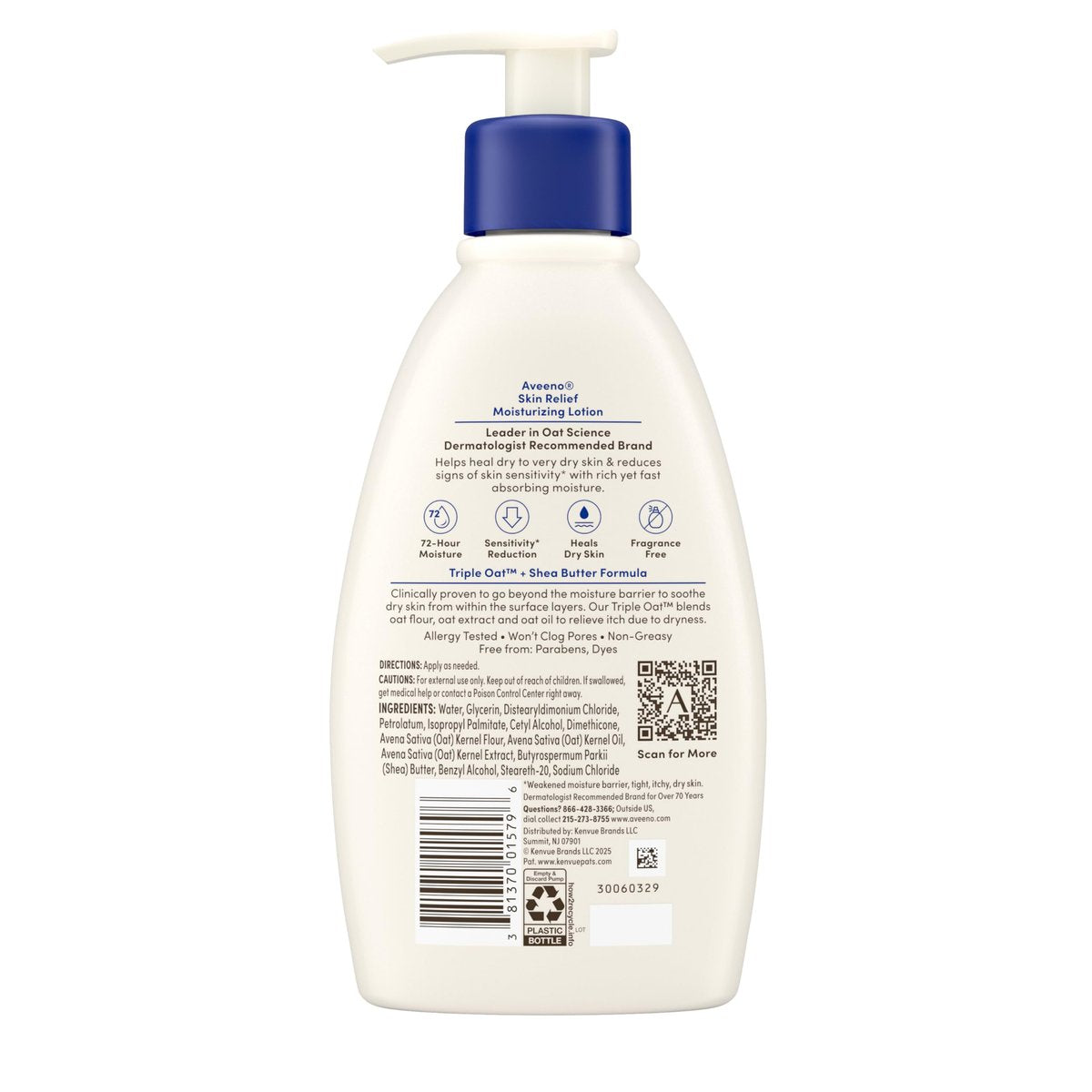 Aveeno Skin Relief Moisturizing Lotion for Very Dry, Sensitive Skin – Fragrance Free, Fast-Absorbing with Triple Oat & Shea Butter, 12 fl. oz - görsel 13