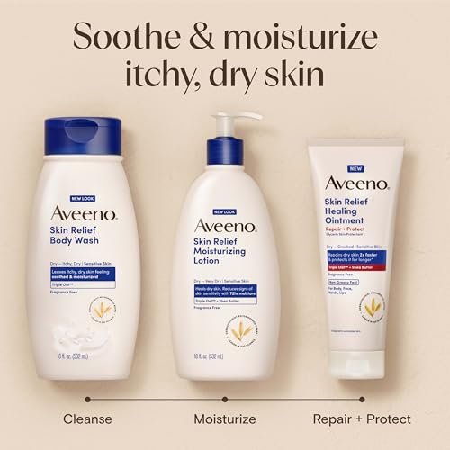 Aveeno Skin Relief Moisturizing Lotion for Very Dry, Sensitive Skin – Fragrance Free, Fast-Absorbing with Triple Oat & Shea Butter, 12 fl. oz - görsel 12